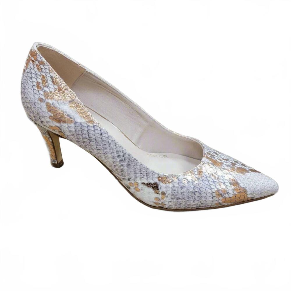 NEW PEDRO ANTON women's pump heels in gold reptile
